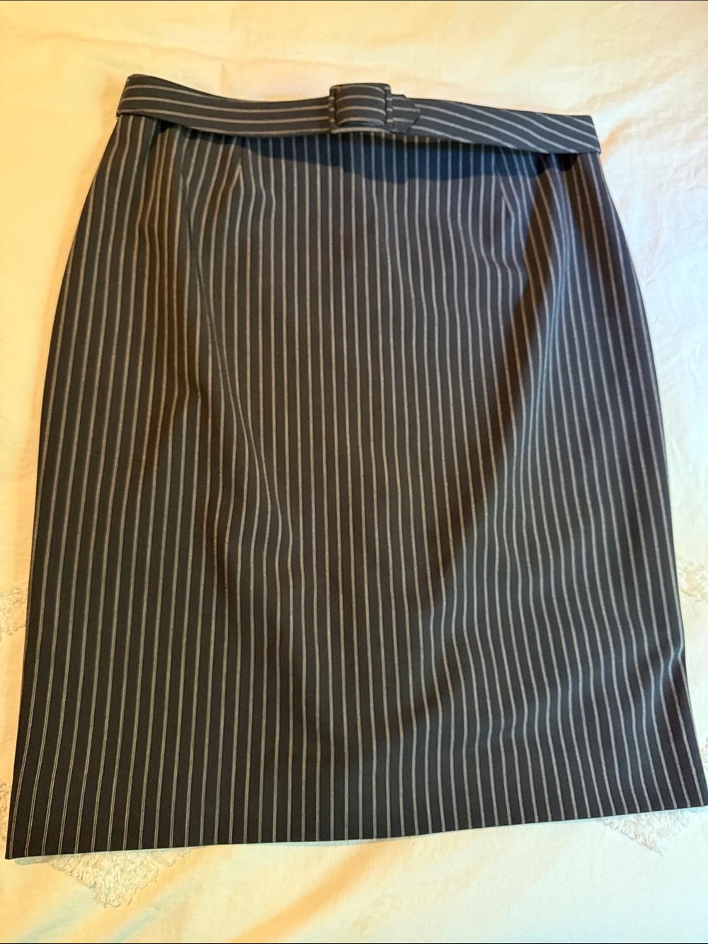 Classic Pinstripe Pencil Skirt - navy blue - 16